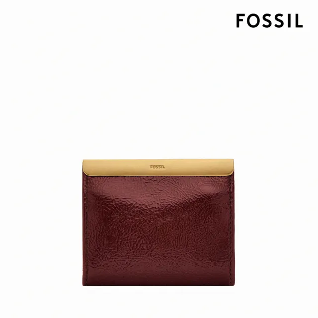 【FOSSIL 官方旗艦館】Penrose 真皮鏈帶短夾-紅木色漆皮 SL10028631