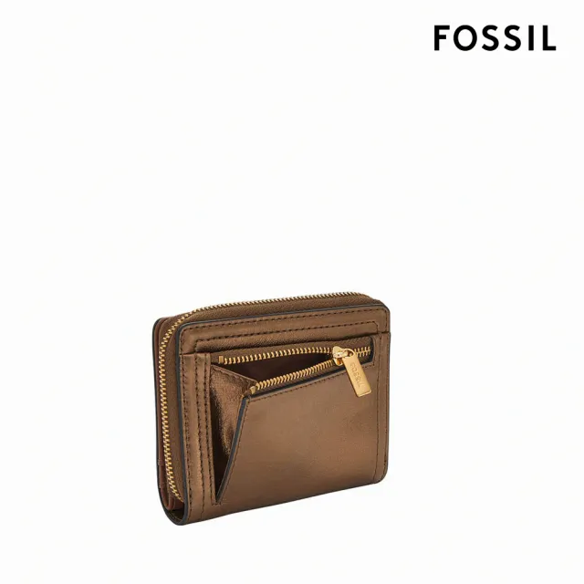 【FOSSIL 官方旗艦館】Logan 迷你多功能真皮短夾-金屬銅棕色 SL10012711