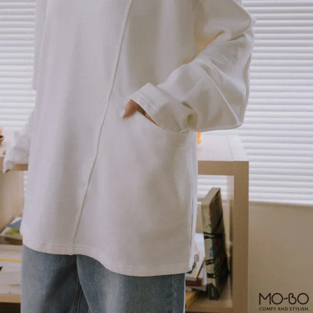 【MO-BO】寬鬆直剪裁口袋設計大學T(MIT)