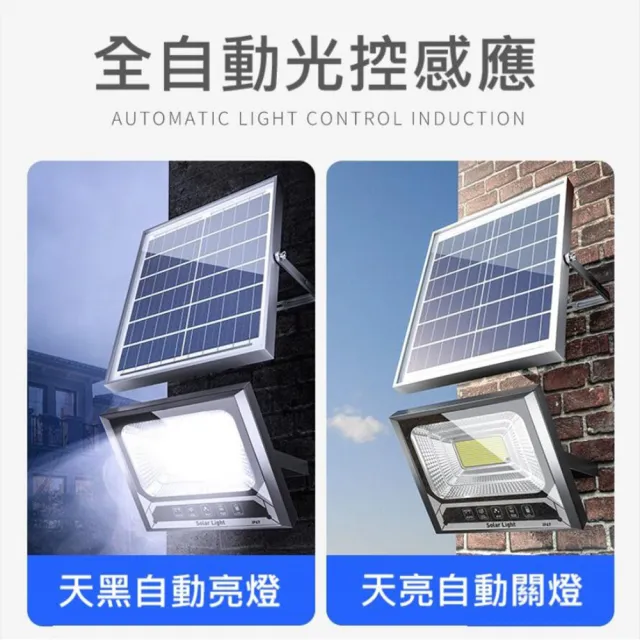 【禾統】300W增亮升級款 LED智能光控太陽能感應燈(電量顯示 遙控定時 太陽能分體式壁燈 路燈 戶外照明)