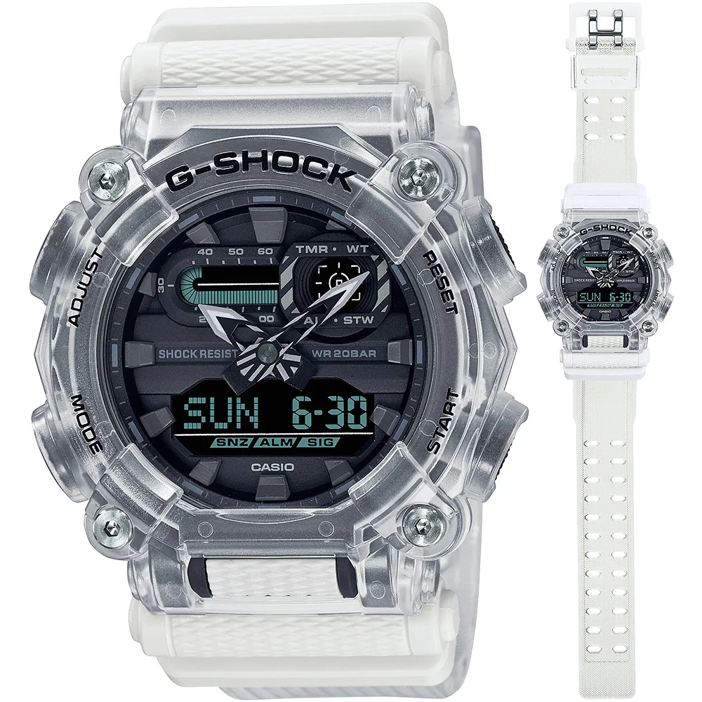 【CASIO 卡西歐】G-SHOCK 音浪幻象雙顯手錶 新年禮物 畢業 禮物(GA-900SKL-7A)
