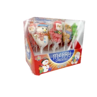 【甜園】聖誕造型棉花棒棒糖 整盒15gx12支  買3送3共6盒(聖誕棒棒糖 聖誕糖果 聖誕節糖果 交換禮物 活動)