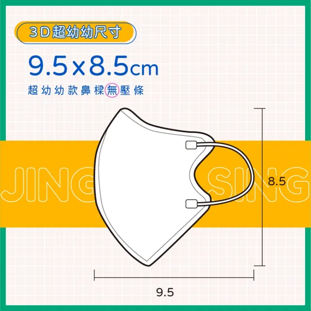 【淨新】0-2歲超幼幼 兒童3D立體醫療用口罩(50入/盒 細繩不勒耳 口罩國家隊)