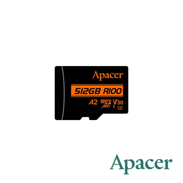 【Apacer 宇瞻】512GB MicroSDXC U3 V30 A2 Class10 記憶卡 100MB/s(公司貨)