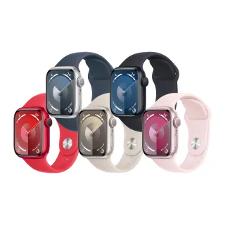 【Apple】S 級福利品 Apple Watch S9 GPS 41mm 鋁金屬錶殼搭配運動式錶帶(原廠保固中)