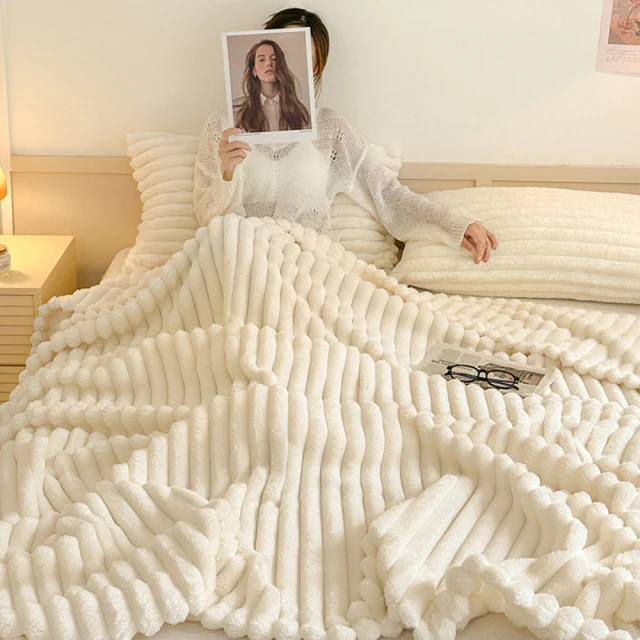KL 石墨烯銀纖維仿羊絨子母毛毯+3D枕套 4件組評價推薦