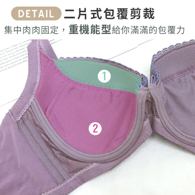 【尚芭蒂】成套 MIT台灣製 大尺碼B-E罩 清爽超包覆吸濕透氣機能內衣/集中包覆(藍色)