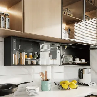 【慢慢家居】免打孔-升級液壓桿精鋼烤漆壁掛吊櫃(上掀款-60長)