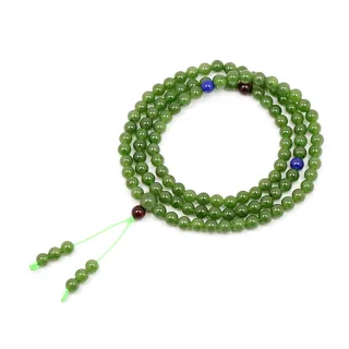 【正佳珠寶】和田碧玉蘋果綠5.8-6.2mm108顆平安轉運珠念珠佛珠｜日本彈力繩