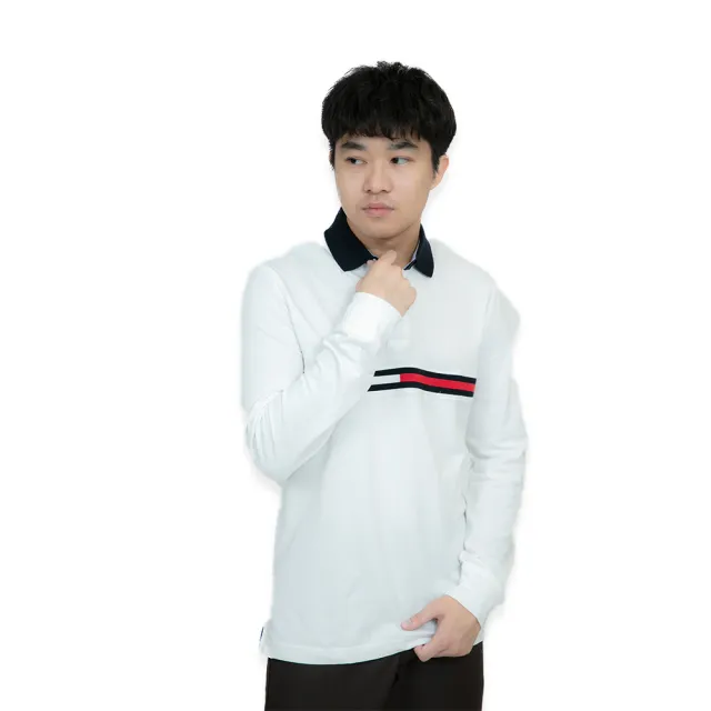 【Tommy Hilfiger】長袖polo衫 湯米 長袖 polo衫 下擺開衩 平輸品(長袖 POLO衫 白色 POLO衫)