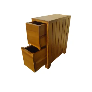 【吉迪市柚木家具】柚木雙抽邊櫃 UNC1-09S4(收納櫃 木櫃 邊几 抽屜 桌腳)