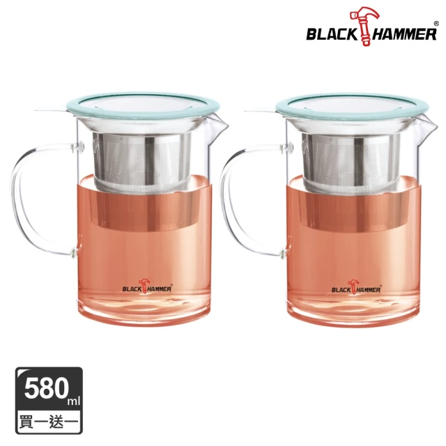 BLACK HAMMER 買1送1 不鏽鋼壺嘴濾網玻璃杯-550ml(任選)