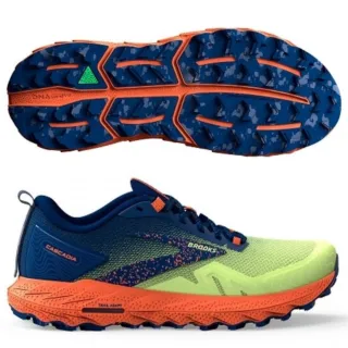 【BROOKS】CASCADIA 17 男款 越野 慢跑鞋 一般楦(1104031D395 綠 藍 橘 郊山 戶外 健行)