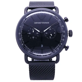 【EMPORIO ARMANI】ARMANI 米蘭時尚之神降臨優質品味腕錶-黑色-AR11264