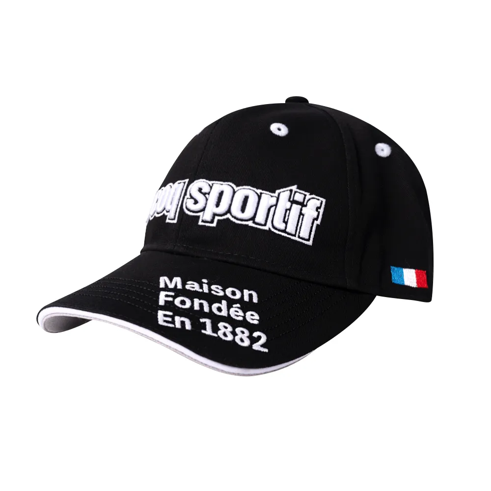 【LE COQ SPORTIF 公雞】高爾夫系列 男款黑色線上獨家經典刺繡高爾夫帽 QGS0J120