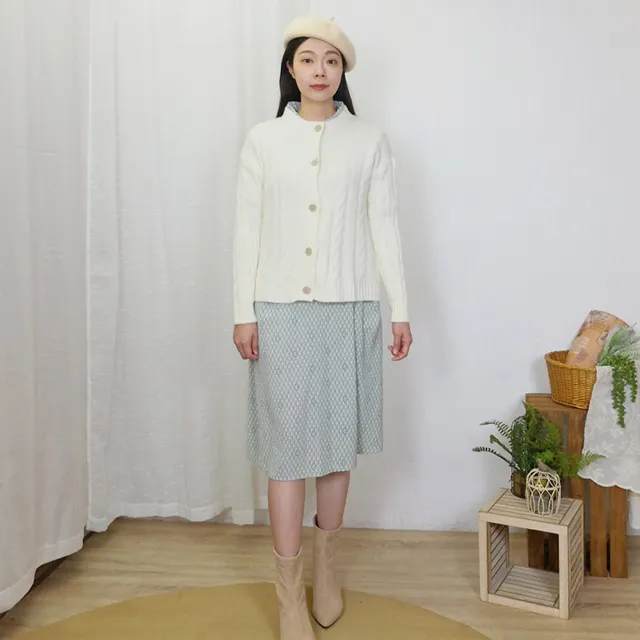【Hana Mokuba】花木馬日系女裝鬆圓領落肩絞花針織外套(針織外套)