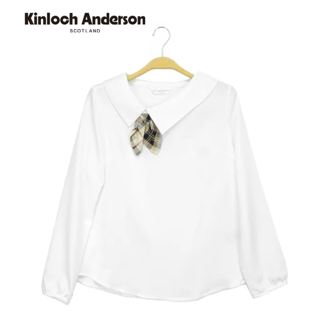 【Kinloch Anderson】氣質斜領蝴蝶結雪紡長袖上衣 金安德森女裝(KA0971009 黑/白)