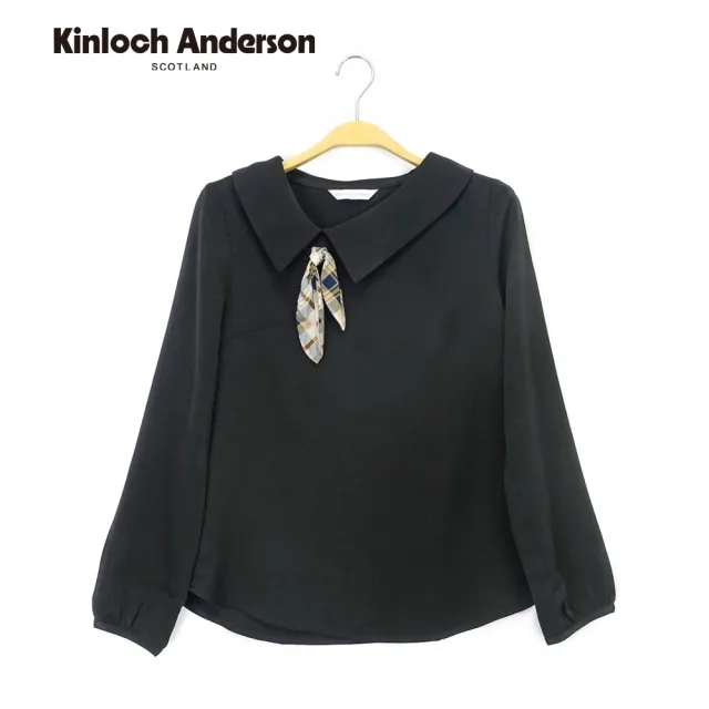 【Kinloch Anderson】氣質斜領蝴蝶結雪紡長袖上衣 金安德森女裝(KA0971009 黑/白)