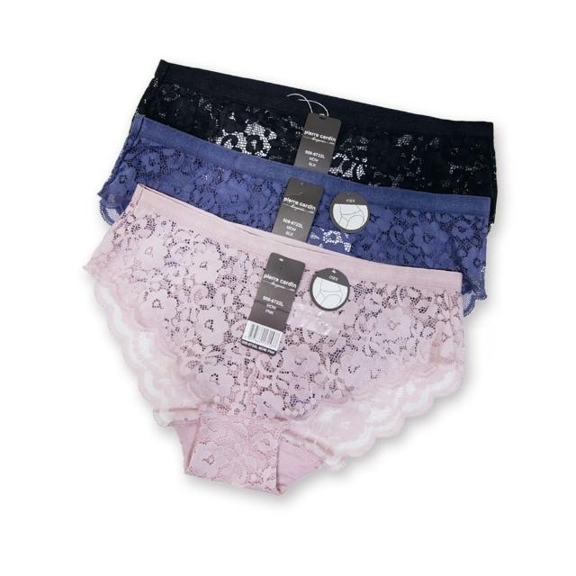 【pierre cardin 皮爾卡登女性內衣】任選_性感透膚蕾絲內褲(單件-黑/藍/粉)
