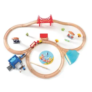 【PAMABE】木製玩具火車軌道組-鐵道警察故事(軌道車/玩具車/玩具收納/兒童玩具/木頭玩具)