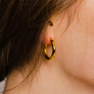【CReAM】Rita 莉塔鍍18K金色 正圓圈輕奢耳環(新年 過年 送禮 禮物)