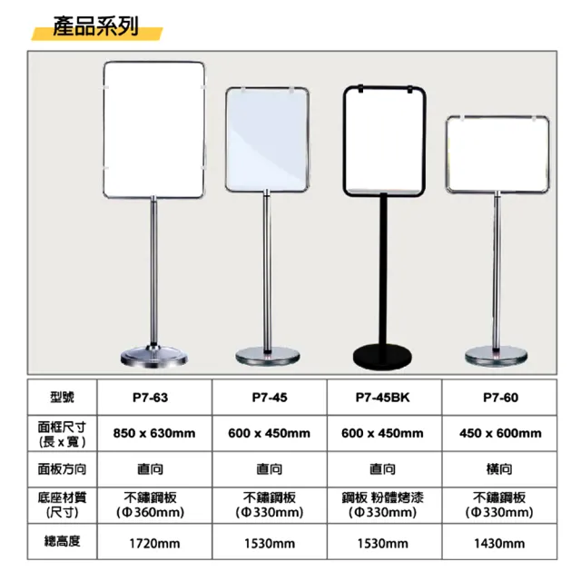 【西瓜籽】P7-45 不鏽鋼彎管雙面告示牌(展示牌 海報架 廣告牌 佈告板 活動看板)