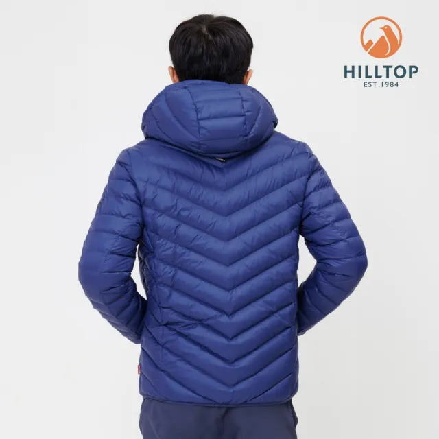 【Hilltop 山頂鳥】防潑水保暖羽絨短大衣外套 男款 藍｜PF22XM24ECE0