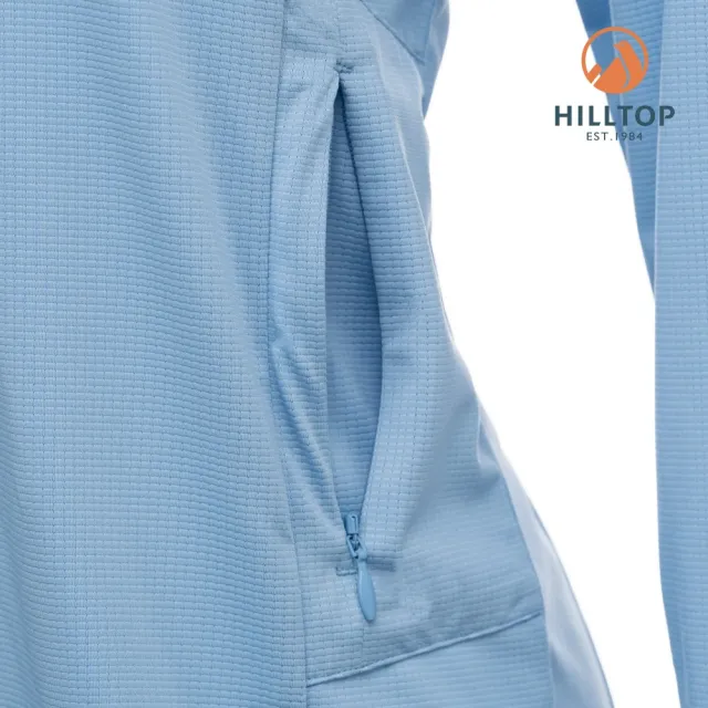 【Hilltop 山頂鳥】POLYGIENE抗菌吸濕快乾輕量POLARTEC圓領彈性長袖上衣 女款 藍 PS15XF35ECE0