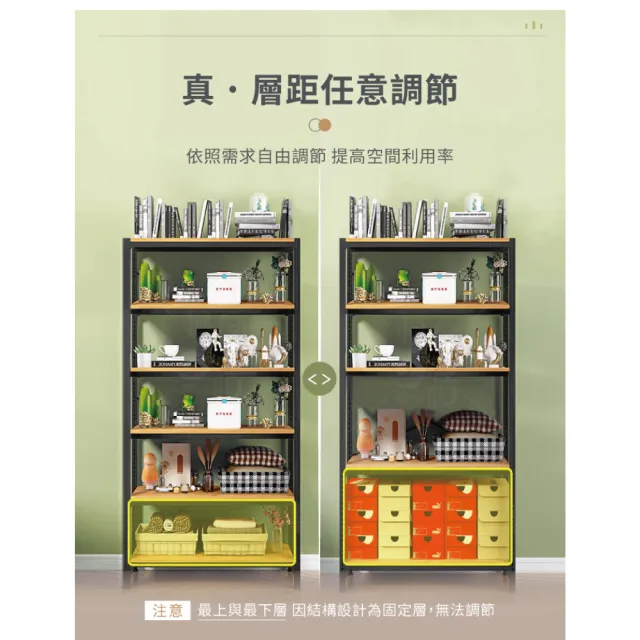 【慢慢家居】層高任意調-鋼木超耐重大容量六層置物架 電器架(W90xD40xH200cm)