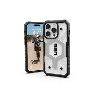 【UAG】iPhone 15 Pro 磁吸式耐衝擊保護殼（按鍵式）-透明(吊繩殼 支援MagSafe功能)