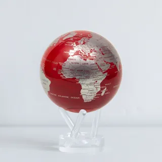 【MOVA】光能地球儀 -古典紅銀金屬感地圖Red and Silver 6英吋(氛圍感擺設 精緻送禮 旋轉地球儀 情人節)