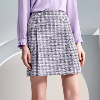 【ILEY 伊蕾】俏皮派對小香風花呢褲裙(紫色；M-XL；1234022420)