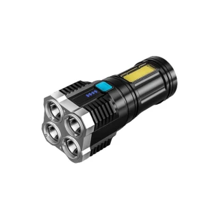 【Nick Shop】4核強光手電筒(露營燈/應急燈/工作燈/釣魚/爬山/USB充電手電筒/強光/弱光/爆閃/側燈)