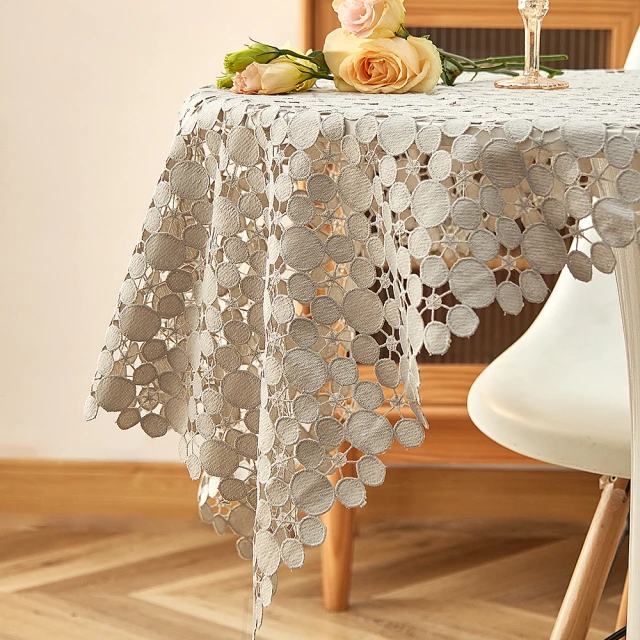 BonBon naturel 歐式幾何圓交織質感方桌巾-60