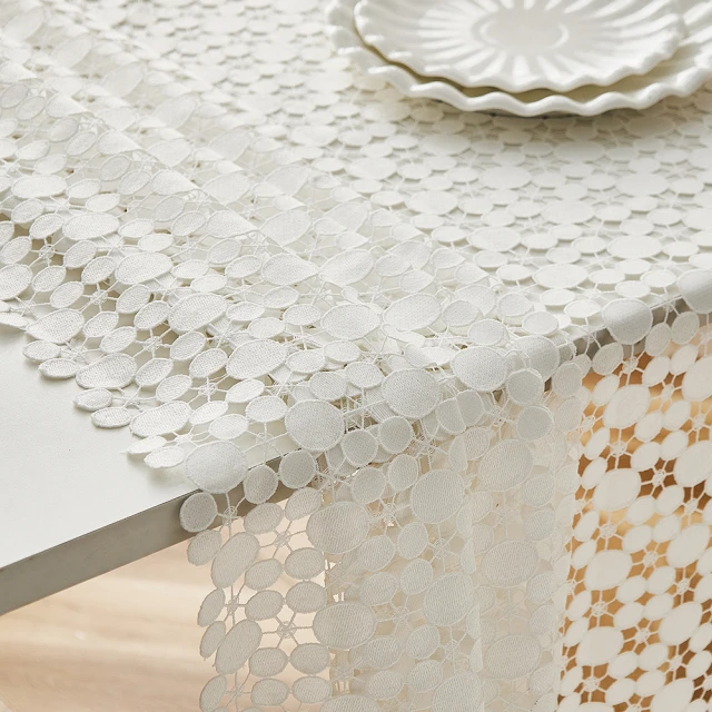 BonBon naturel 歐式幾何圓交織質感方桌巾-85