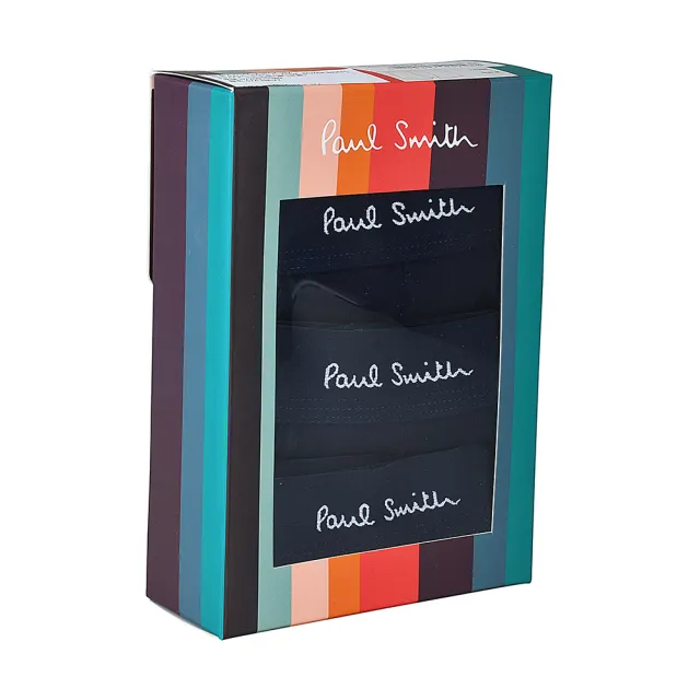 【Paul Smith】PAUL SMITH白字LOGO棉質低腰平角內褲三件裝(男款/深藍)