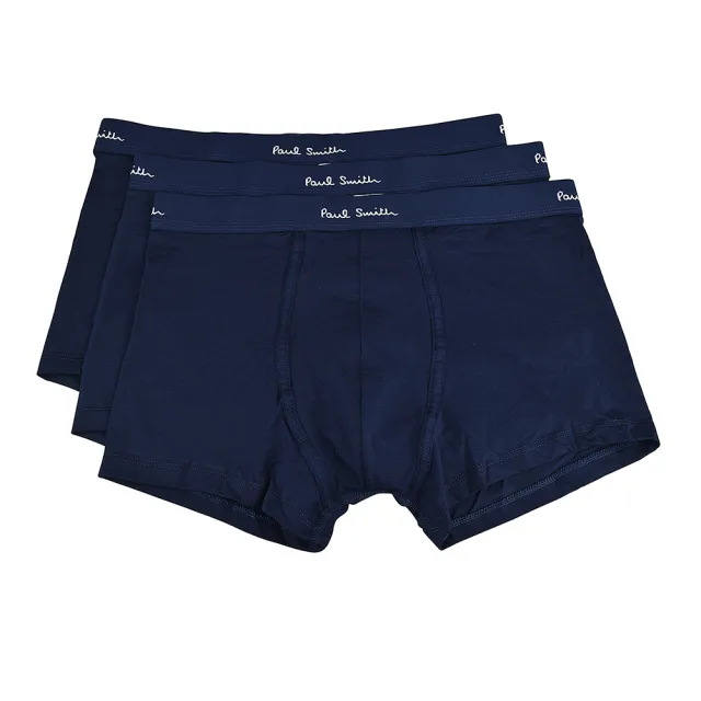 【Paul Smith】PAUL SMITH白字LOGO棉質低腰平角內褲三件裝(男款/深藍)