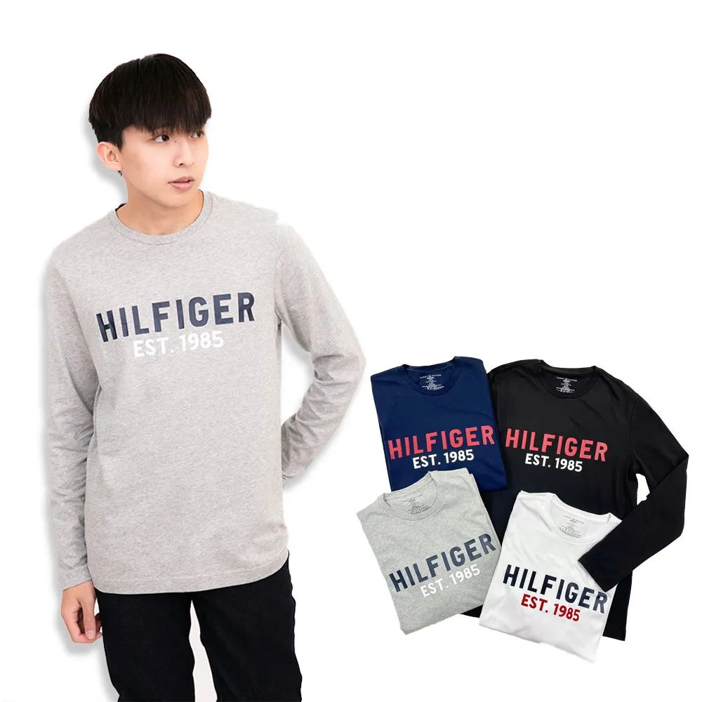 【Tommy Hilfiger】Logo長T 大尺碼 美版偏大 長袖 T恤 純棉 湯米 5色 平輸品(T恤8765BC4)