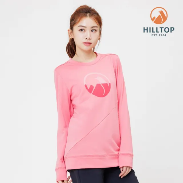 【Hilltop 山頂鳥】POLYGIEN抗菌吸濕快乾保暖彈性圓領刷毛上衣 女款 粉|PH51XFM0ECF0