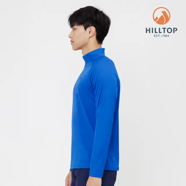 【Hilltop 山頂鳥】POLYGIENE抗菌吸濕快乾輕量POLARTEC開襟長袖上衣 男款 藍｜PS15XM35ECE0