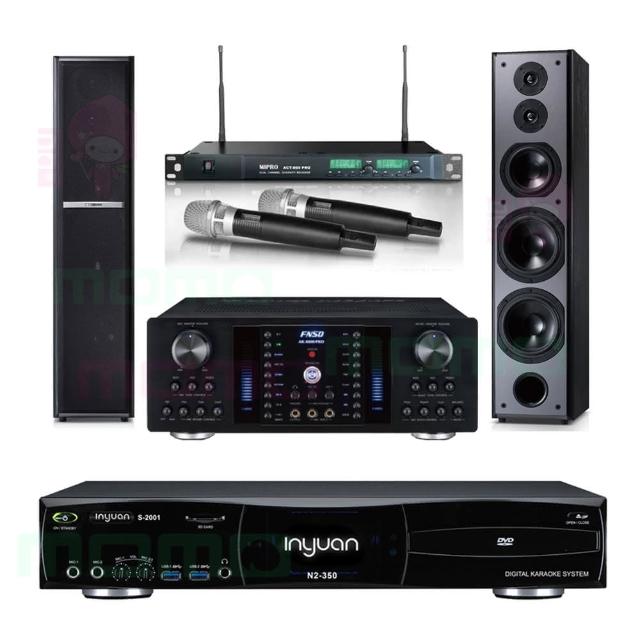 【音圓】N2-350+AK-8800PRO+ACT-869+TDF M6(4TB伴唱機+卡拉OK綜合擴大機+無線麥克風+落地型喇叭)