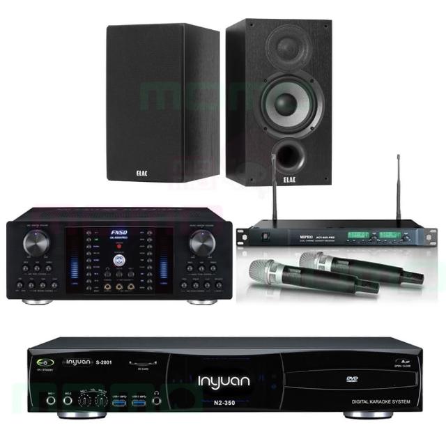 【音圓】N2-350+AK-8800PRO+ACT-869+Elac Debut 2.0 DB62(4TB伴唱機+擴大機+無線麥克風+書架式喇叭)