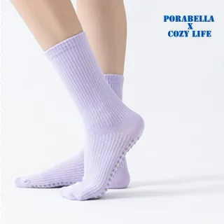 【Porabella】任選三雙 襪子 中筒襪 螺紋 素色襪子 運動襪 瑜珈襪 防滑襪 運動襪子 普拉提襪 YOGA SOCKS
