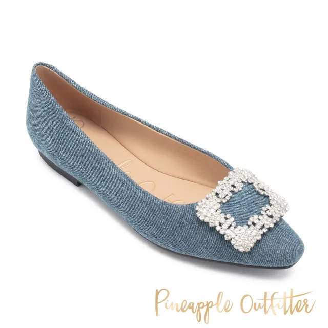 【Pineapple Outfitter】FARRELL 牛仔布方鑽釦平跟鞋(藍色)