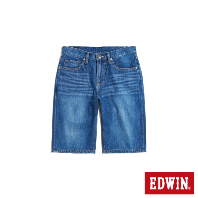 EDWIN 男裝 紅標 基本五袋牛仔短褲(中古藍)