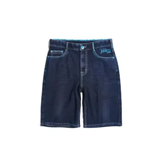 【EDWIN】男裝 JERSEYS 迦績 冰河玉寬鬆牛仔短褲(原藍磨)