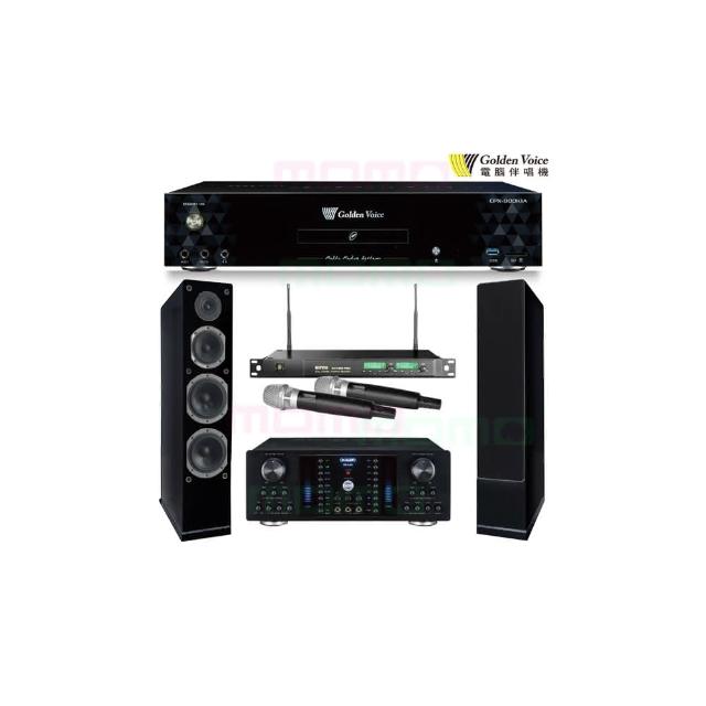 【金嗓】K1A+OKAUDIO DB-8AN+ACT-869+AS-168 黑(6TB點歌機+卡拉OK綜合擴大機+無線麥克風+落地式喇叭)