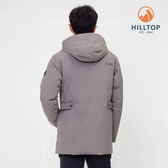 【Hilltop 山頂鳥】防潑水透氣防水保暖羽絨短大衣外套 男款 卡其｜PF22XM21ECN0