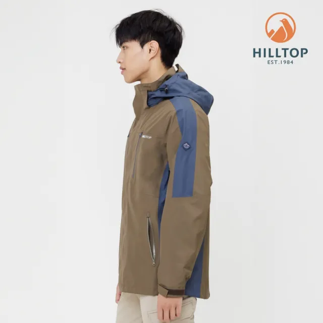 【Hilltop 山頂鳥】GORE-TEX 防水防風透氣 單件式可拆帽大衣外套 男款 藍｜PH22XM18ECNE(可銜接內件)