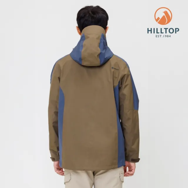 【Hilltop 山頂鳥】GORE-TEX 防水防風透氣 單件式可拆帽大衣外套 男款 藍｜PH22XM18ECNE(可銜接內件)